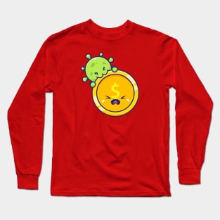 Cute virus with money cartoon 6 Long Sleeve T-Shirt